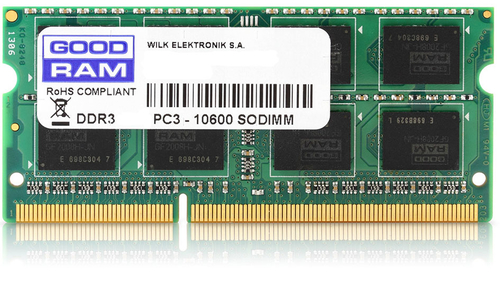 Goodram 2GB PC3-10600 memory module 1 x 2 GB DDR3 204-pin SO-DIMM