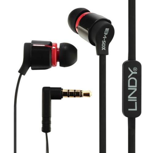 Lindy IEM-50X Headset Wired In-ear Calls/Music Black, Red
