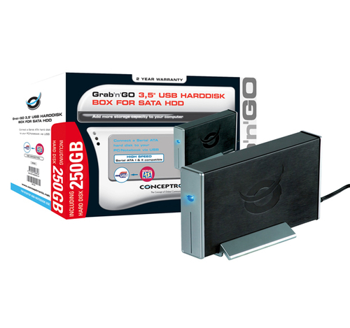 Conceptronic Grab’n’GO 3.5″ USB/SATA Hard Drive 250GB external hard drive 7200 RPM 3.5″ Black