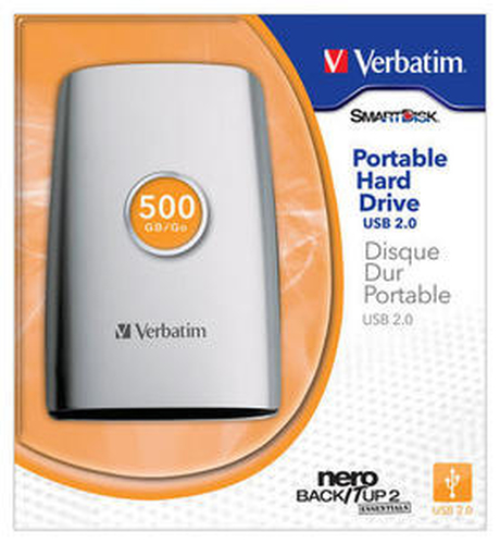 Verbatim 500GB USB 2.0 Portable HDD external hard drive 5400 RPM 2.5″ Silver