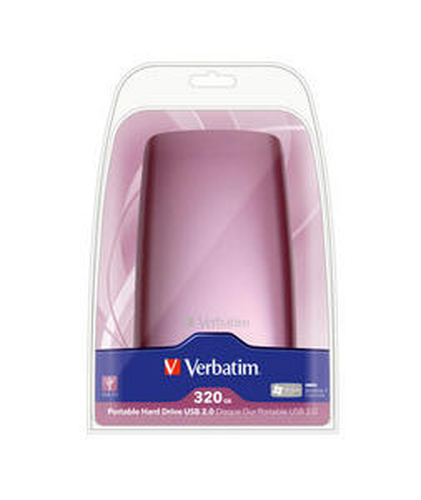 Verbatim 320GB Portable USB 2.0 HDD external hard drive 5400 RPM Pink