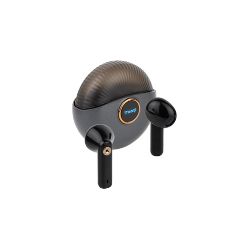 TooQ Snail Wireless Earbuds + Bluetooth Microphone with Charging Case, Gray/Black