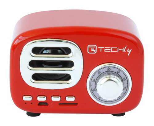 Techly ICASBL12RED portable/party speaker Red, Silver 5 W