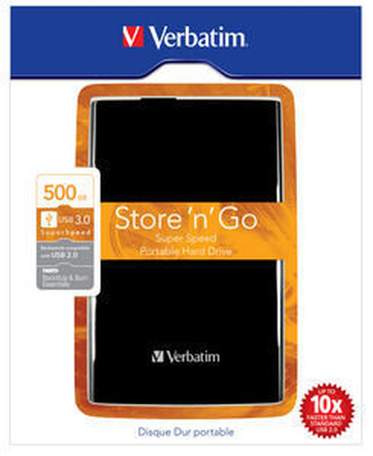 Verbatim 500GB Store ‘n’ Go USB 3.0 + 8GB PinStripe USB external hard drive 5400 RPM 2.5″ Micro-USB B 3.2 Gen 1 (3.1 Gen 1) Black
