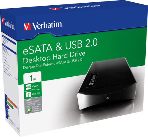 Verbatim 1TB External eSATA/USB 3.5″ HDD external hard drive 7200 RPM 3.5″ 2.0 Black