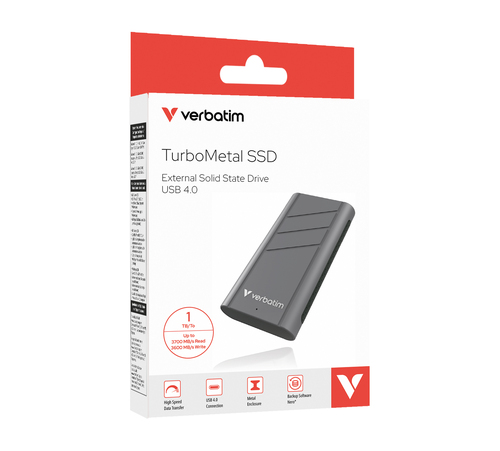 Verbatim TurboMetal SSD USB4 1TB USB Type-C USB4 Gen 2×2 Silver