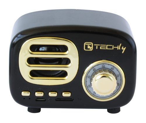 Techly ICASBL12BKT portable/party speaker Black, Gold 5 W