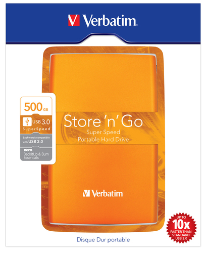 Verbatim Store’n’Go 500GB USB 3.0 external hard drive 5400 RPM 3.5″ Micro-USB B 3.2 Gen 1 (3.1 Gen 1) Orange
