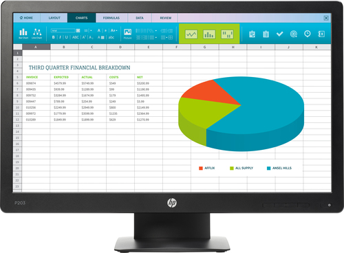 HP ProDisplay P203 computer monitor 50.8 cm (20″) 1600 x 900 pixels HD+ LED Black