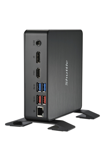 Shuttle Nano PC System NC4010BA, Intel Celeron 7305, Windows 11 Pro Entry, 4GB RAM, 128GB M.2 SSD, 1x HDMI, 1x DP,1xUSB-C/DP, 6x USB3.2, 1x 2.5″ bay, 2x M.2, 1x LAN, incl. VESA & Stand