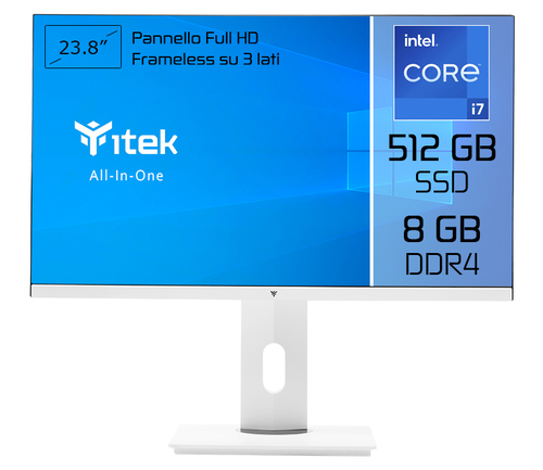 itek ITPCOAW24I78G5S All-in-One PC/workstation Intel® Core™ i7 i7-11700 60.5 cm (23.8″) 1920 x 1080 pixels 8 GB DDR4-SDRAM 512 GB SSD Wi-Fi 5 (802.11ac) White