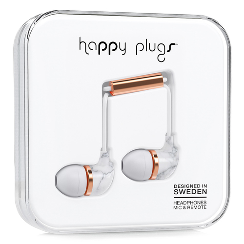Happy Plugs In-Ear Headset Wired Calls/Music Gold, White