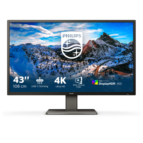 Philips 439P1/75 computer monitor 108 cm (42.5″) 3840 x 2160 pixels 4K Ultra HD LED Black