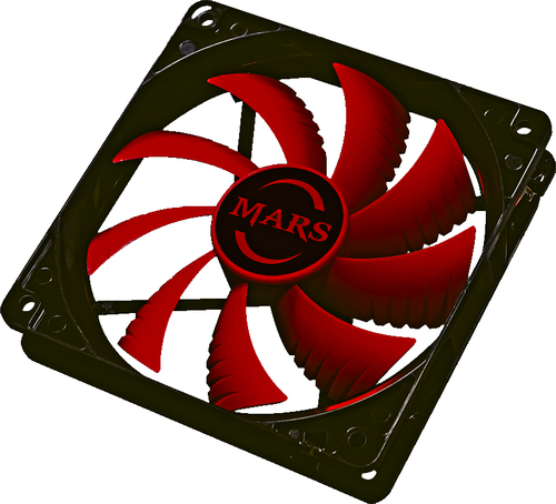 Mars Gaming MF12 computer cooling system Computer case Fan 12 cm Black, Red