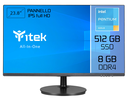 itek AIO Intel® Pentium® Gold G6405 60.5 cm (23.8″) 1920 x 1080 pixels All-in-One PC 8 GB DDR4-SDRAM 512 GB SSD Black