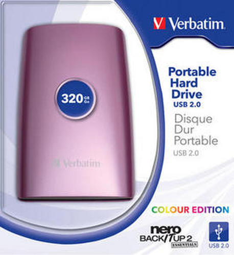 Verbatim 2.5” Portable HDD USB 2.0 320GB, Pink external hard drive 5400 RPM 2.5″ Black