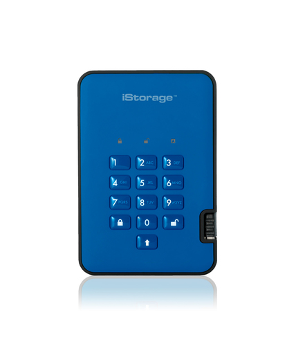 iStorage diskAshur² SSD 1TB Blue | Secure Portable Solid State Drive |AES-XTS 256-bit Hardware Encryption | PIN protected | OS & Platform Independent | TAA Compliant |Brute force hack defence | Dust/Water Resistant
