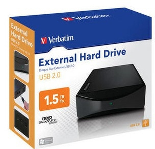Verbatim USB 2.0 1.5TB external hard drive 7200 RPM 3.5″ Black