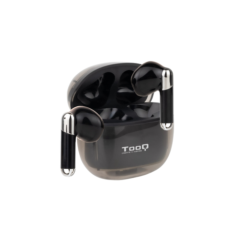 TooQ Onyx Wireless Earbuds + Bluetooth Microphone with Charging Case, Black