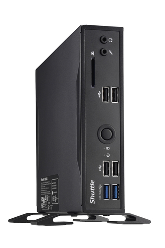 Shuttle POS system DS200, Celeron 5205U, 4GB RAM, 128GB M.2 SSD, 2x LAN,1xCOM,1xHDMI,1xDP,1xVGA, fanless, 24/7 permanent operation