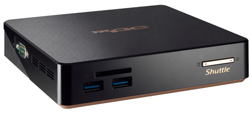 Shuttle NC1000B-3 PC/workstation Intel® Core™ i3 i3-5005U 4 GB DDR3L-SDRAM 60 GB SSD Windows 7 Professional SFF Mini PC Black